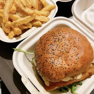 a sandwich and french fries