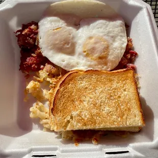 Corned Beef Hash and Eggs - delicious!