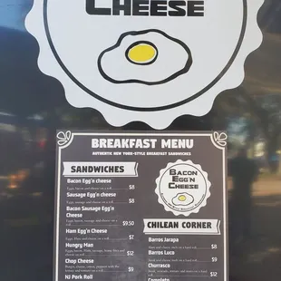 Bacon Egg'n Cheese Menu