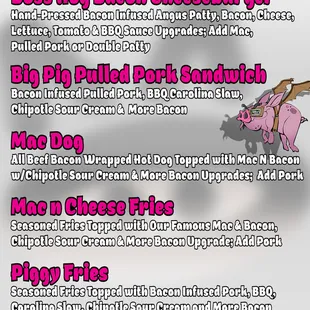 the menu for the event