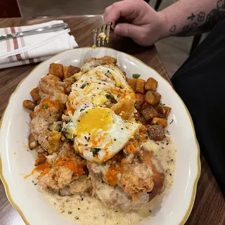Country Fried Pork Tenderloin, Biscuits, and Gravy