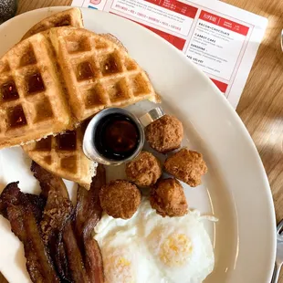 Miner&apos;s Breakfast with a waffle substitution