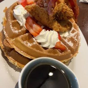Chicken Bacon Waffle Tower