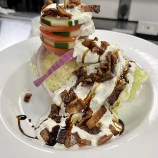 Bacon &amp; bleu cheese wedge. Gordon Ramsey worthy