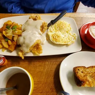 Chicken fried chicken and eggs