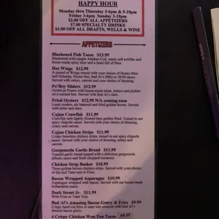 Happy Hour Menu