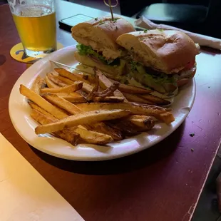 Chicken Gorgonzola Sandwich and Home Made Fries