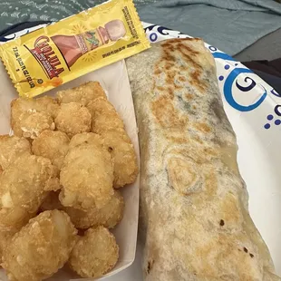 This is the bronco burrito. Small in size, lots of tortilla little bit of everything else. Still it tasted good.