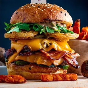 bacon, cheese, and lettuce