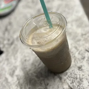 Frozen coffee drink with caramel &amp; coconut flavor