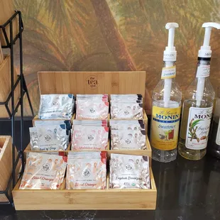 The Tea Spot tea and sweeteners