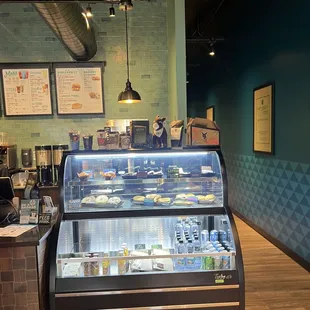 a display of coffee and pastries