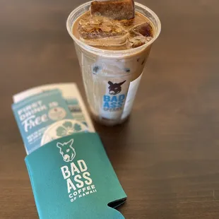 a cold beverage in a plastic cup