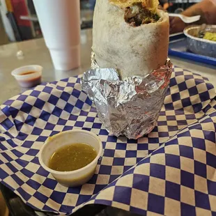 A standing chile relleno burrito so good as usual