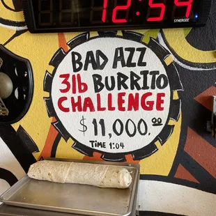 Eat this 3 lb burrito in under 1 min 4 sec win $11,000.