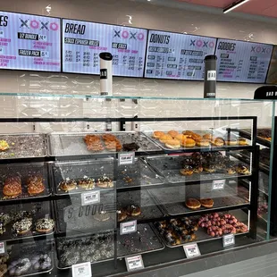 a variety of doughnuts on display