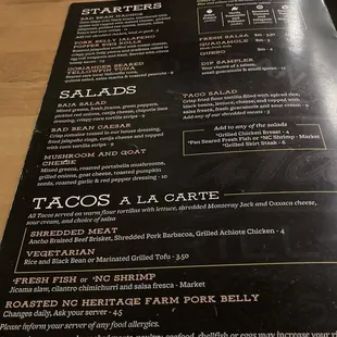 menu
