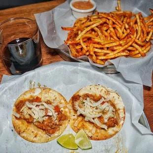 Panang curry tacos, fries and Amaro