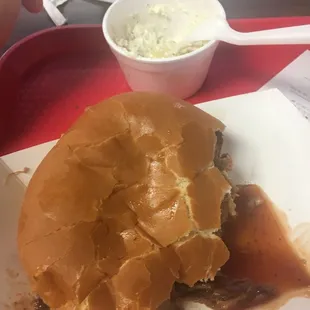 a half eaten burger