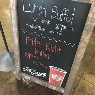 a sign for lunch buffet