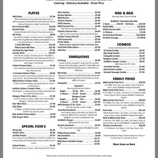 menu for bad bob's bbq