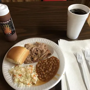 a plate of food and a drink