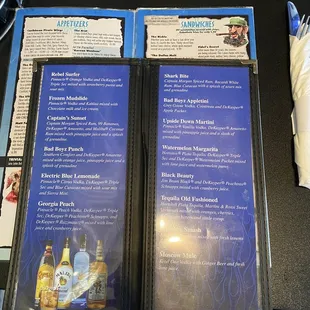 Mixed drink/ alcohol menu