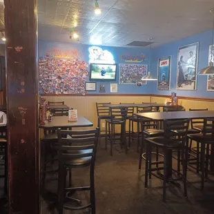 tables and chairs in a restaurant