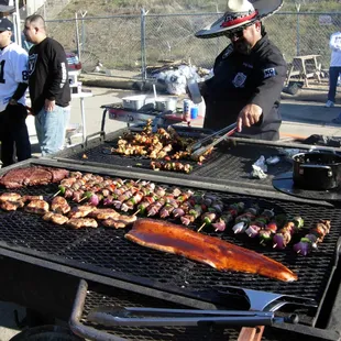 Cooking at the Raiders game.