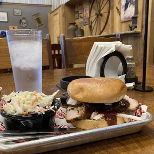 Po' Boy with turkey and smoked sausage and a side of cole slaw