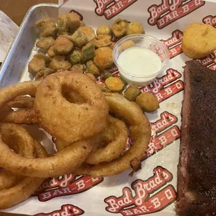 Onion rings and okra