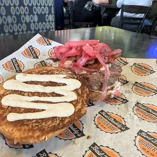 Red, white and bleu burger