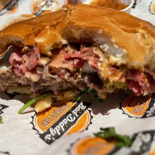Pastrami Burger half eaten
