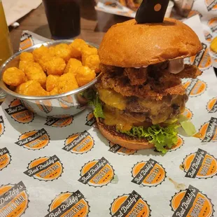 Bad Ass Burger and tots