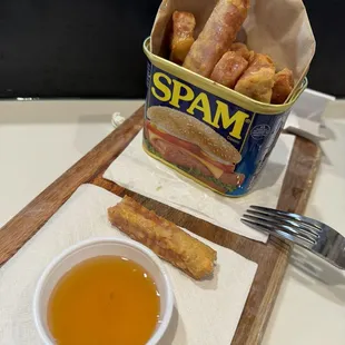 Spam fries with a pineapple sauce