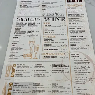 Menu as of March 2023