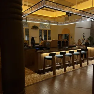 a bar in a hotel lobby