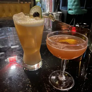 Pina Colada (left), Pear-Apple Cider (right)