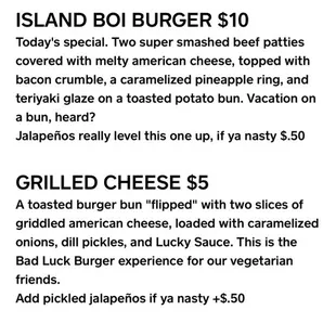 Menu from Website