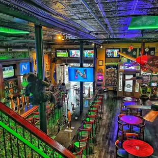 the inside of a bar