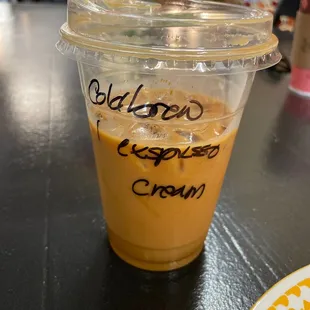 Cold brew with a extra shot of expresso and cream! Yummy