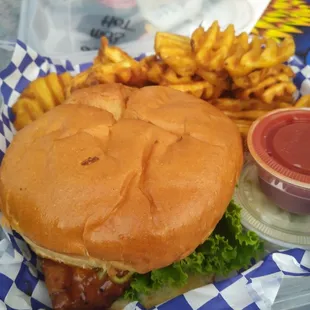 a burger and french fries