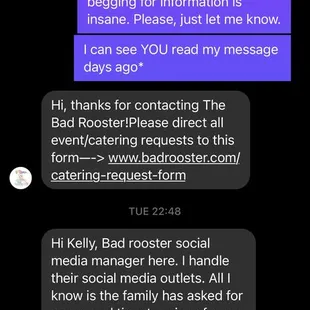 a text message from a customer