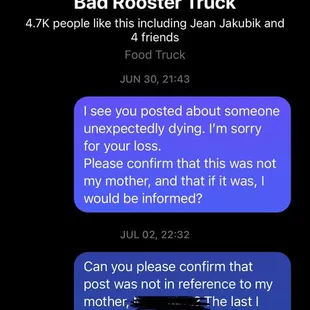 a text message from a customer