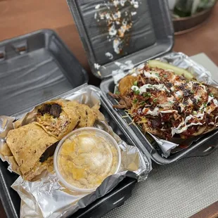 Burnt End Burrito and Maniac Fries