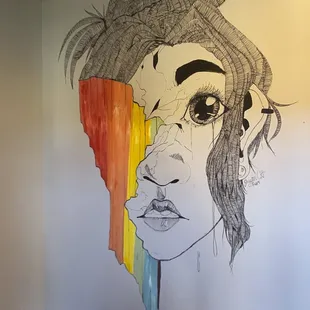 a drawing of a woman's face