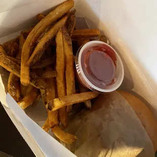 Fries &amp; Hamburgers all boxed up nicely