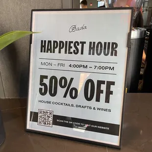 Happy hour menu