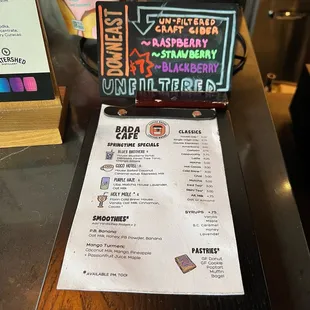 Menu as of Aug 2024