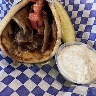 Gyro sandwich with Tzatziki Sauce